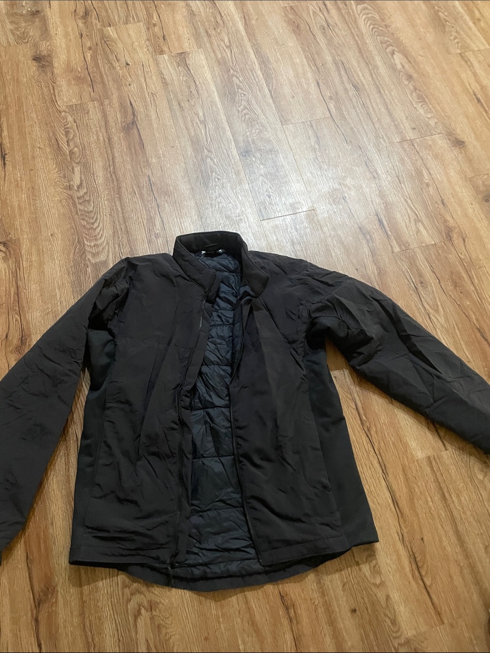 Men's Black Quilted-Inset Puffer Jacket